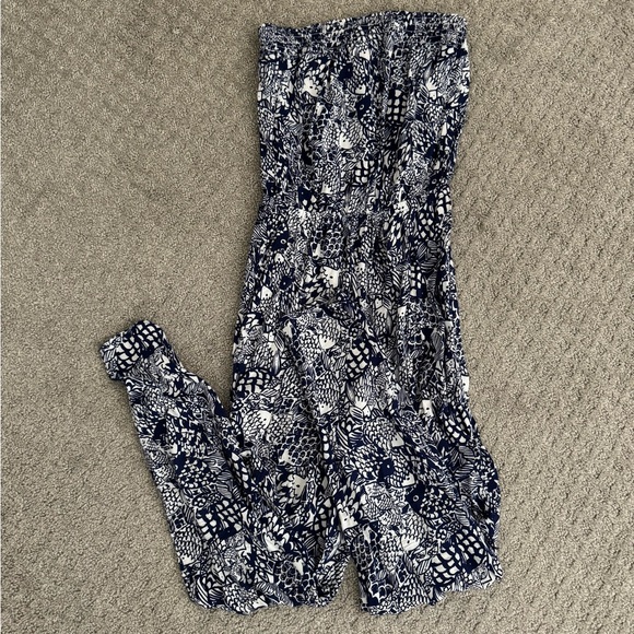 Target x Lilly Pulitzer Navy Blue strapless jumpsuit - Picture 2 of 4